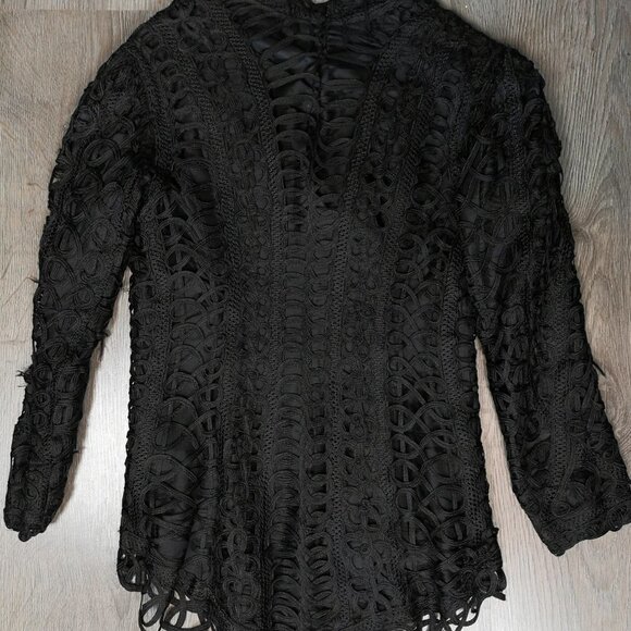 Victorian vintage guipure lace black lace jacket - Picture 8 of 11